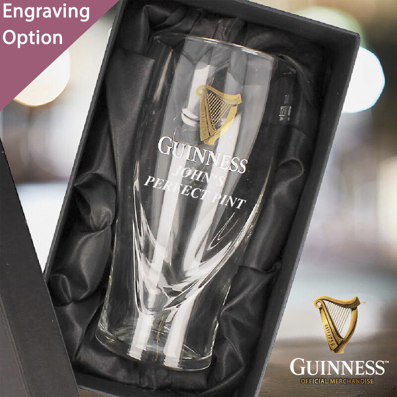 Official Guinness 20Oz Pint Glass With Engraving and Gift Box
